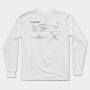 Cirrus SR22 - Airplane Blueprint - Bpng Long Sleeve T-Shirt